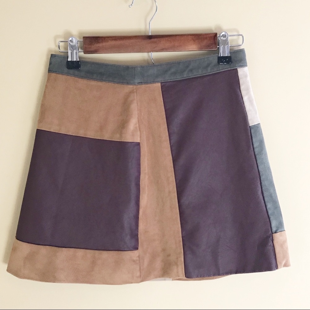 ABERCROMBIE & FITCH Faux Suede Colorblock Skirt
